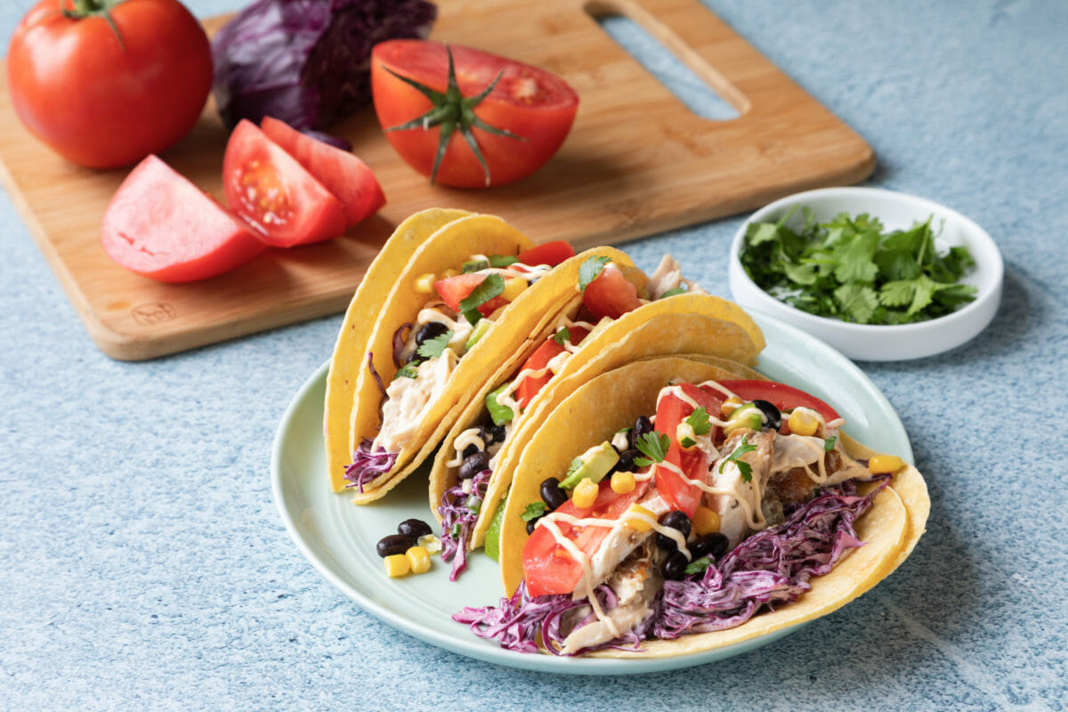 Pulled Spicy Cilantro Chicken Tacos
