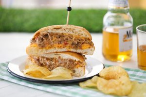 Pulled Pork and Pimento Cheese Sandwich