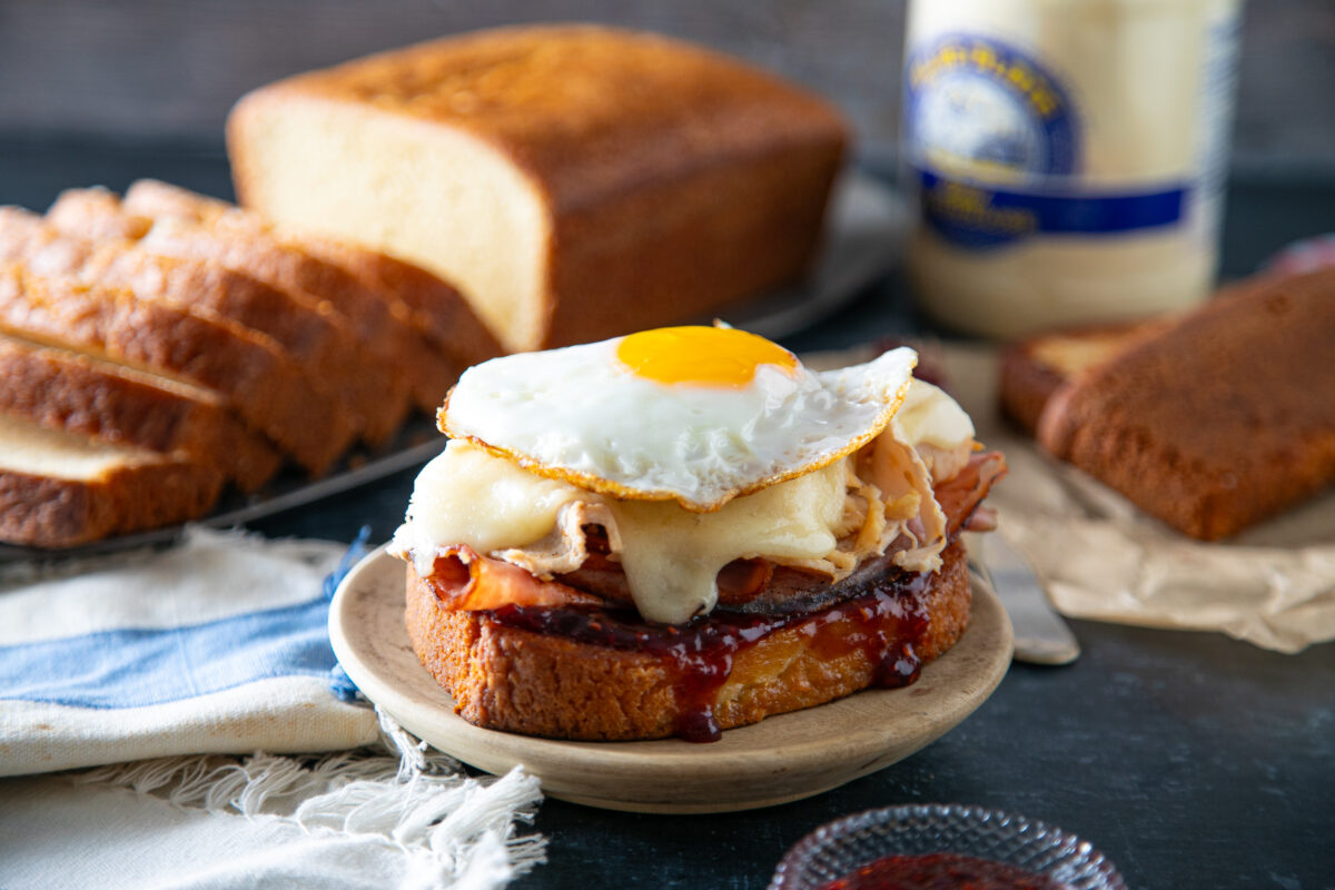 Breakfast Monte Cristo on Blue Plate Pound Cake
